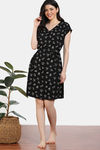 Zivame 2 Mile Fashion Woven Knee Length Nightdress - Jet Black — thumbnail 2